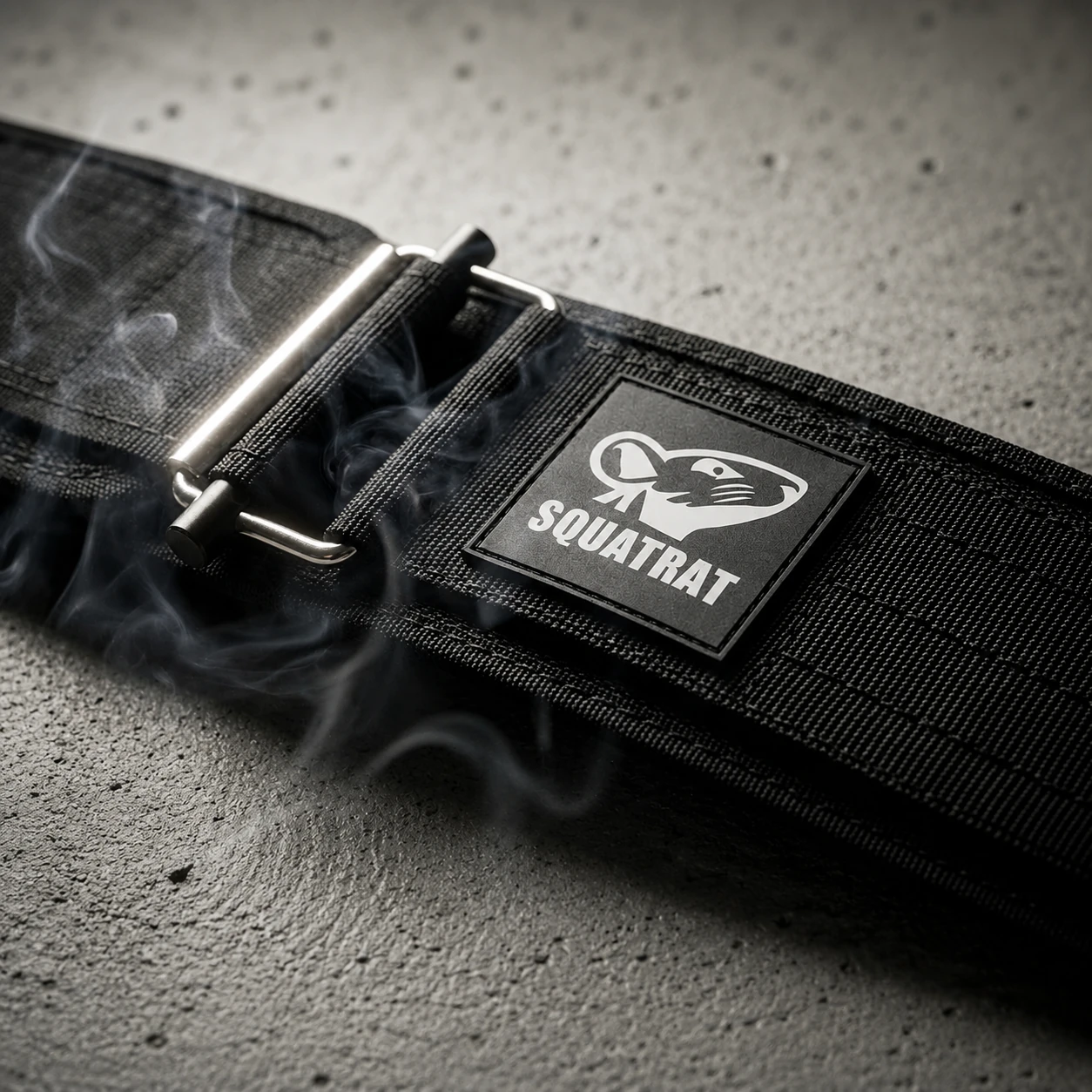 SQUATRAT canvas belt buckle closeup