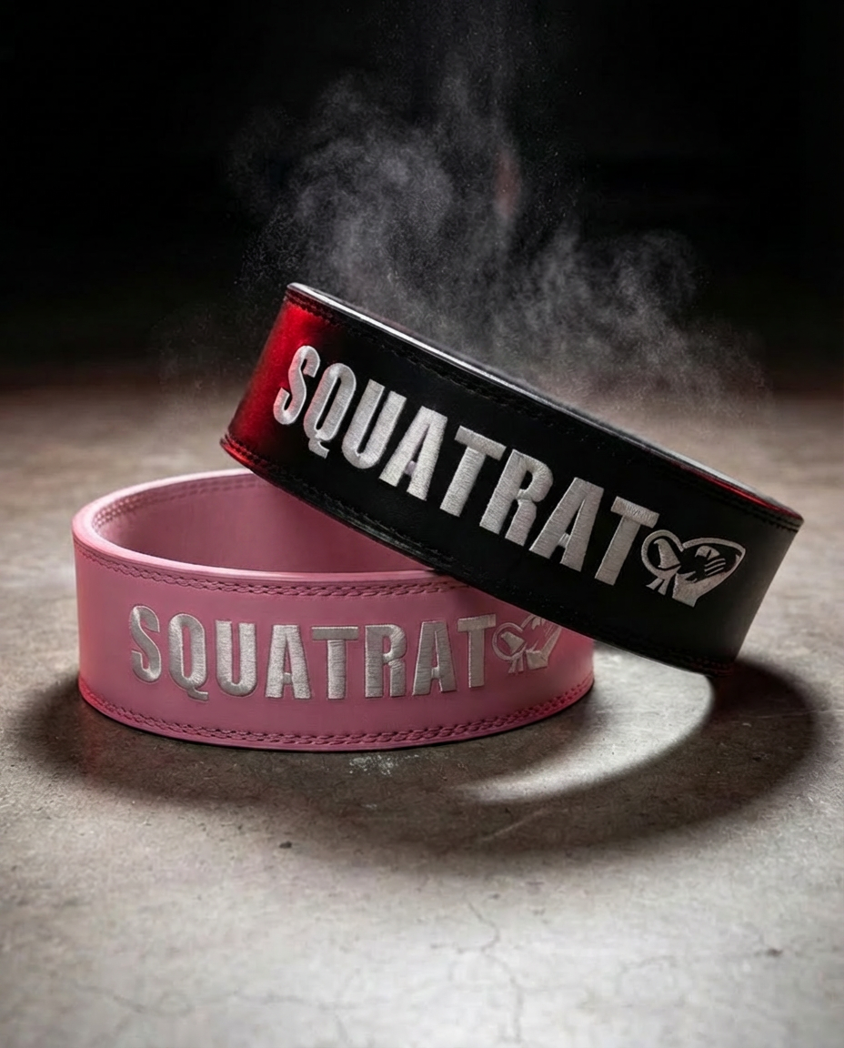 SQUATRAT lever belts pink and black overlapping