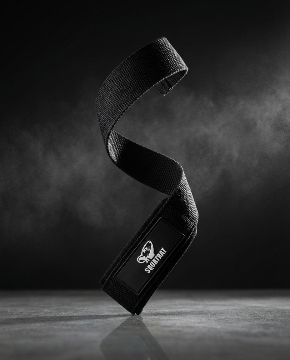 SQUATRAT black cotton lifting strap suspended studio